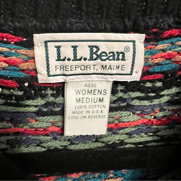 Vintage L.L. Bean Multicolor Patterned 100% Cotton Sweater - Picture 2 of 4